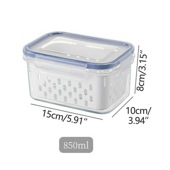 Stackable Kitchen Storage Containers with Removable Draining Basket, Airtight Locking Lids, Microwave & Dishwasher Safe, for Organizing Fruit, Vegetables, Meat in Fridge/Freezer