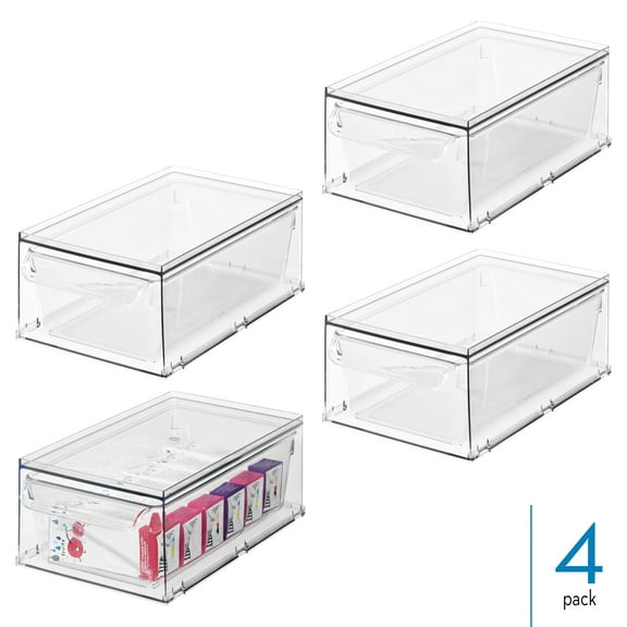 iDesign Stackable Kitchen Storage Drawer - Set of 4 - Clear