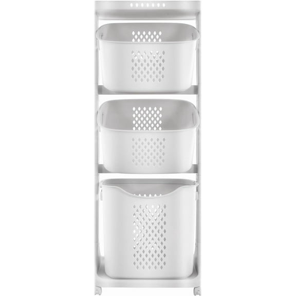 Stackable Laundry Basket Hamper Organizer System Rolling Laundry Sorter Cart with 4 Wheels for Kitchen Bathroom Bedroom