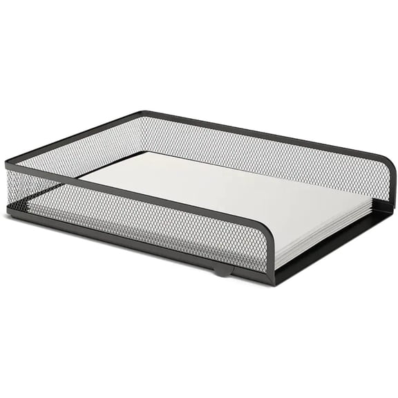 Stackable Letter Tray, Matte Black Wire Mesh Front-Load Letter Tray