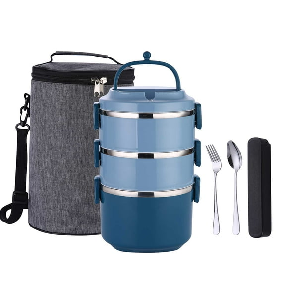 YFBXG Stainless Steel Thermal Bento Lunch Box with Lunch Bag & Utensils 3 Tier