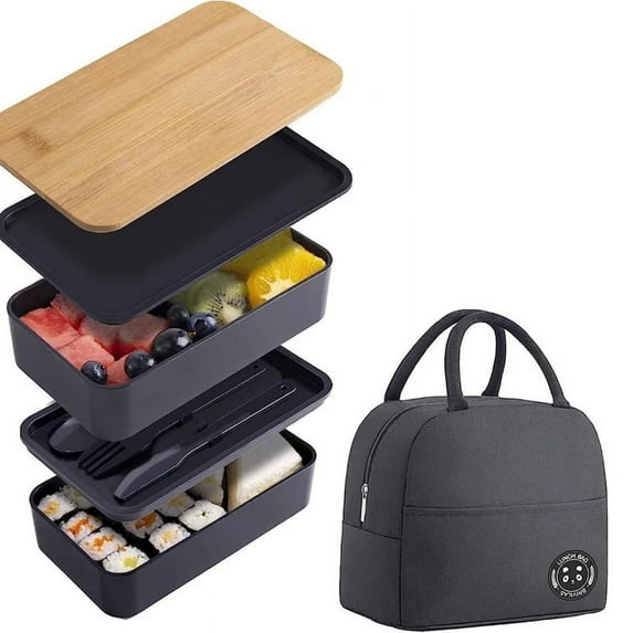 Stackable Lunch Box with Thermal Insulation Bag Microwave Lunch Box Suitable for Office Workers and Students.