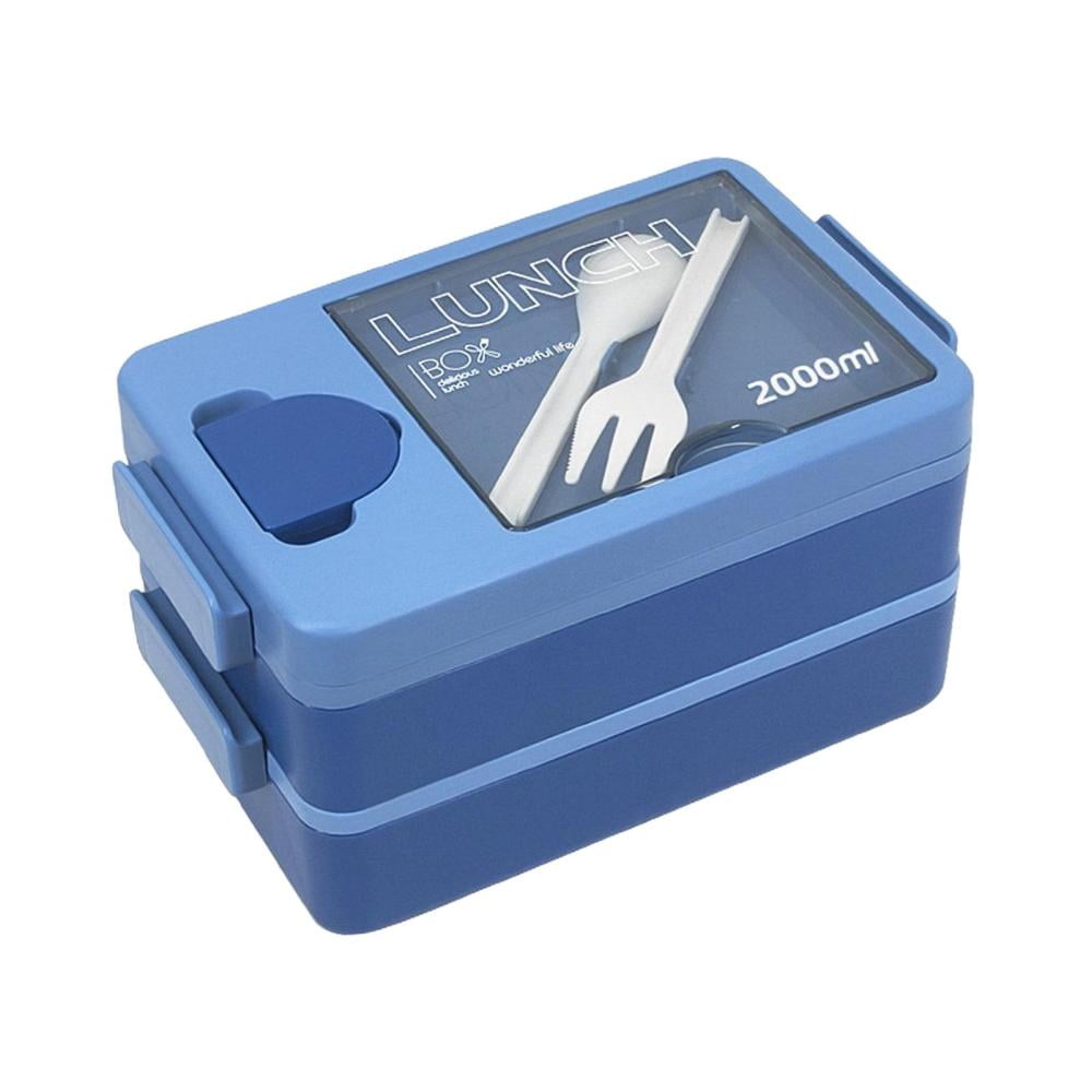 Stackable Lunch Containers 2 Layers Lunch Box with Compartments