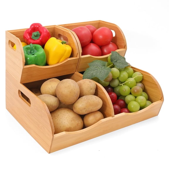 Stackable MDF Storage Bin Set, 3-piece, Kitchen Pantry Organization