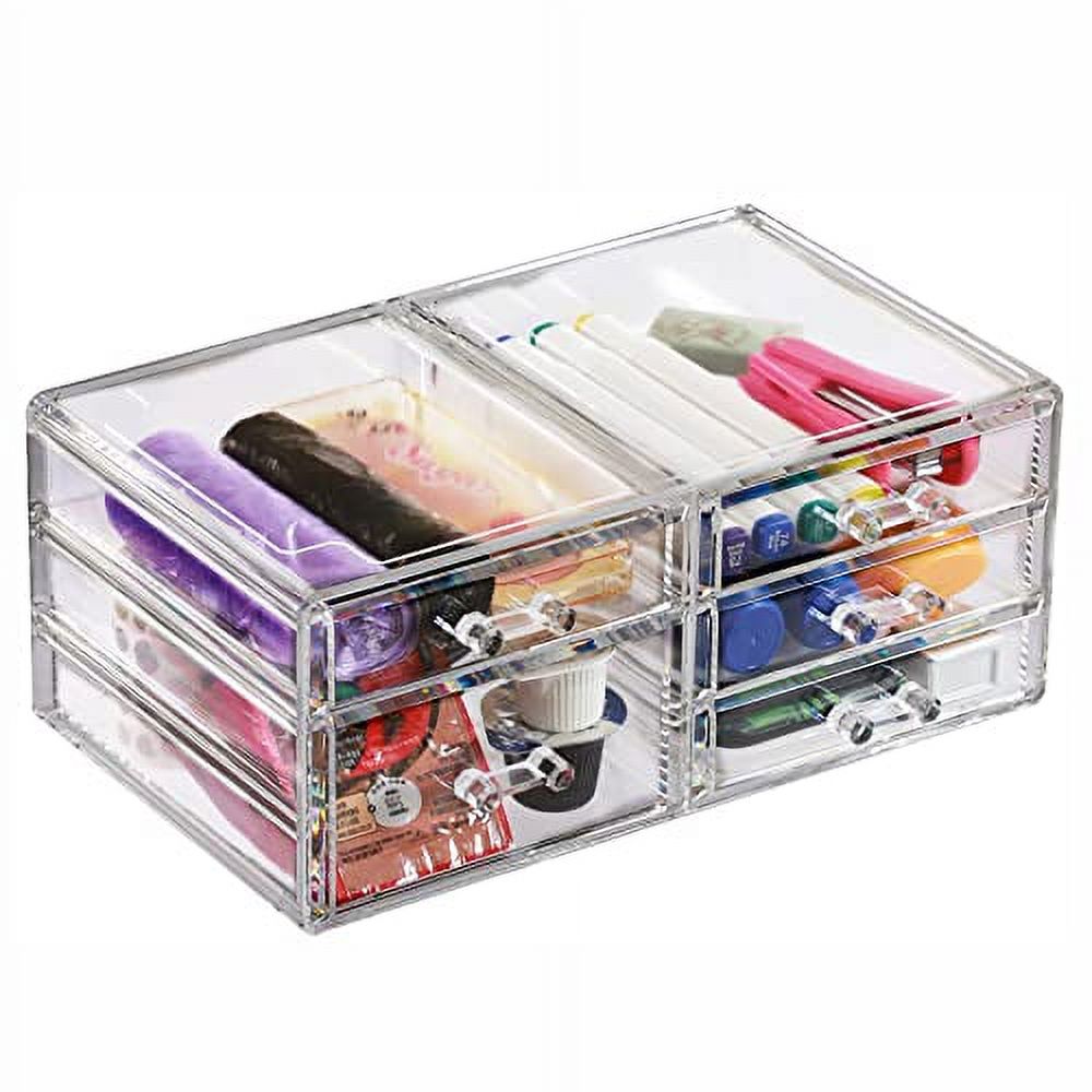 Stackable Makeup Storage 5 Drawers Clear Acrylic Bathroom Storage