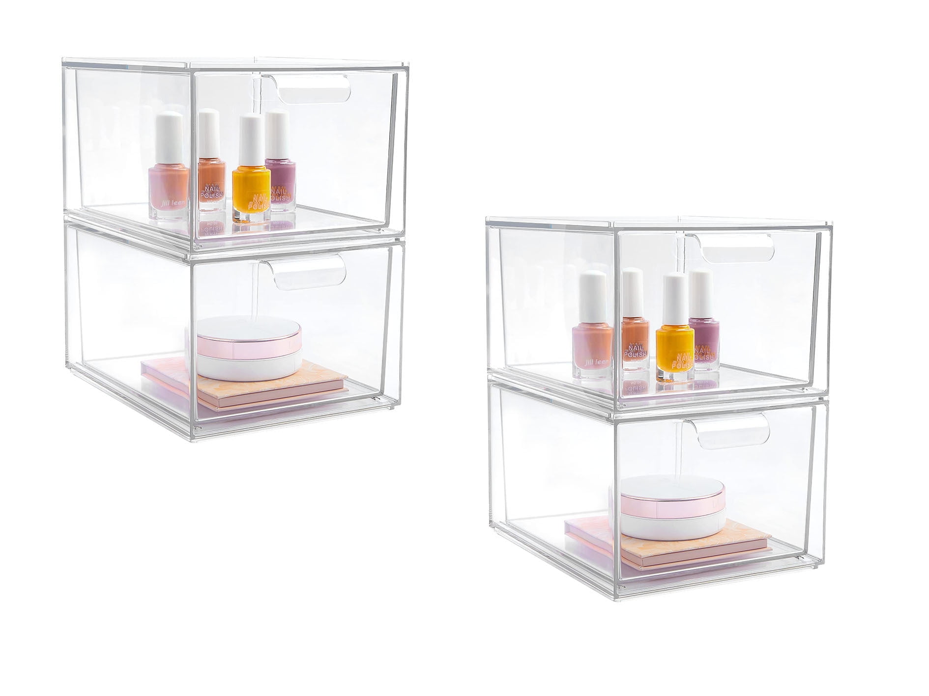 Stackable Makeup Storage Drawers, Vtopmart 4 Pack Acrylic Bathroom ...