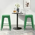 thumbnail image 1 of Stackable Metal Bar Stools Set of 2, Counter Height Bar Stools 24 Inches Industrial Bar Chairs Patio Stool, Backless Stool Indoor Outdoor Classroom Kitchen Stools Bar Chairs(Green), 1 of 8
