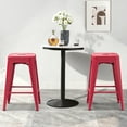 thumbnail image 1 of Stackable Metal Bar Stools Set of 2, Counter Height Bar Stools 24 Inches Industrial Bar Chairs Patio Stool, Backless Stool Indoor Outdoor Classroom Kitchen Stools Bar Chairs(Rose Red), 1 of 8