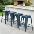 thumbnail image 1 of Stackable Metal Bar Stools Set of 4, Counter Height Bar Stools 24 Inches Industrial Bar Chairs Patio Stool, Backless Stool Indoor Outdoor Classroom Kitchen Stools Bar Chairs(Deep Blue), 1 of 8