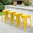 thumbnail image 1 of Stackable Metal Bar Stools Set of 4, Counter Height Bar Stools 24 Inches Industrial Bar Chairs Patio Stool, Backless Stool Indoor Outdoor Classroom Kitchen Stools Bar Chairs(Yellow), 1 of 8