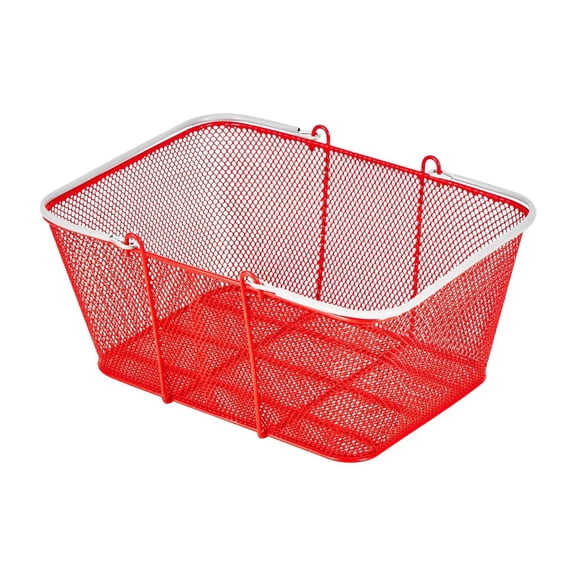 Stackable Metal Shopping Baskets 12-Pack, 22L Grocery Baskets with Handles - Red, Heavy Duty 44lbs Capacity, Retail Store, Home Organization