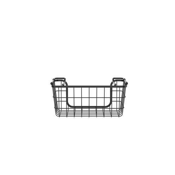 Stackable Metal Wire Storage Basket Set of 3 Black for Pantry Kitchen Bathroom Countertop