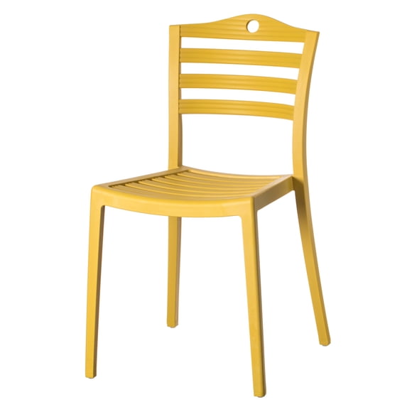 Stackable Modern Plastic Indoor and Outdoor Dining Chair with Ladderback Design for All Weather Use