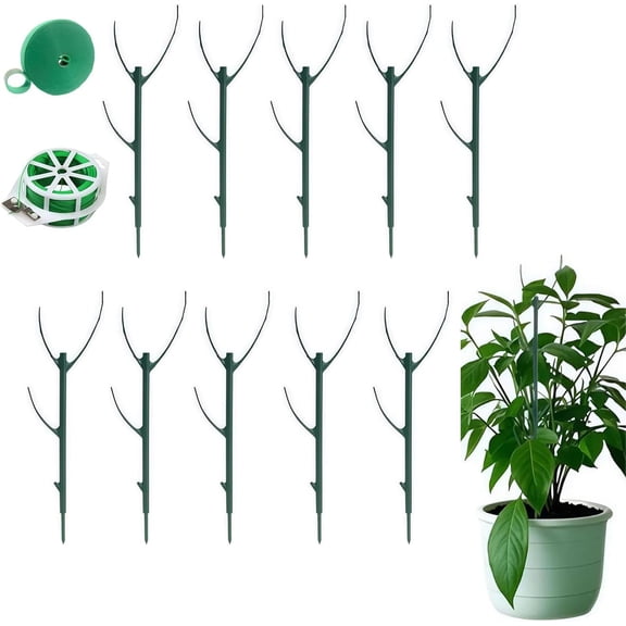 Stackable Monstera Plant Stakes with Ties, 10 Pack