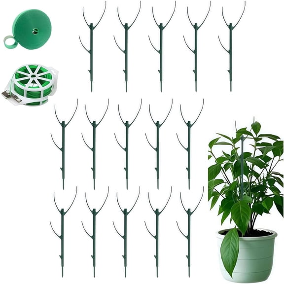 Stackable Monstera Plant Stakes with Ties, 15 Pack