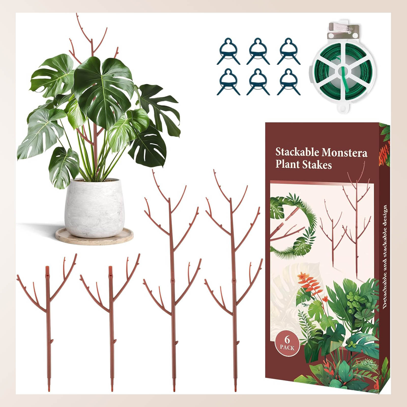 Stackable Monstera Plant Support, Plant Stakes for Indoor and Outdoor ...