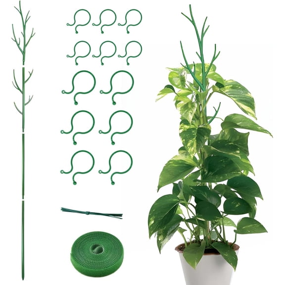 Stackable Monstera Plant Support Stakes,Plant Trellis for Indoor Climbing Plants, Tree Branch Shape Modular Plant Support Pole for Monstera, Pothos, Ivy - Green (52inch)