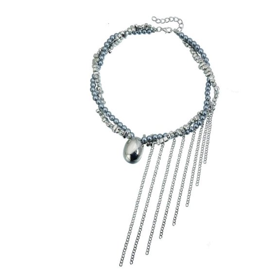 Stackable Neck Chain Alloy Plastic Fringe Necklace for Stacking or Single Use