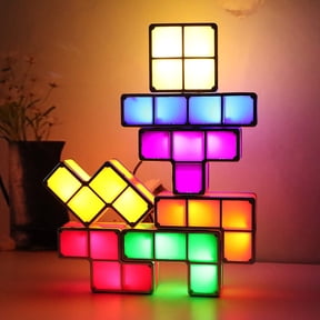 Stackable Night Light, 7 Colors 3D Puzzles LED Night Lights, Induction Interlocking Desk Lamp, DIY Tangram Light Blocks for Bedroom Decor