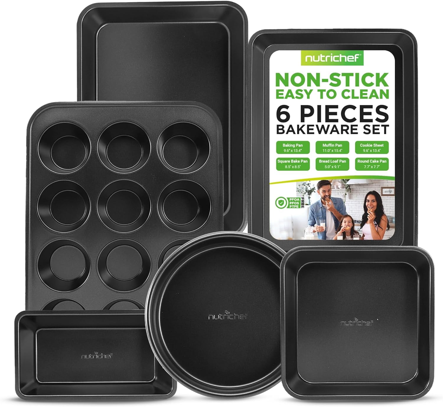 Stackable Non-Stick Baking Pans Set – Carbon Steel Bakeware Set w ...