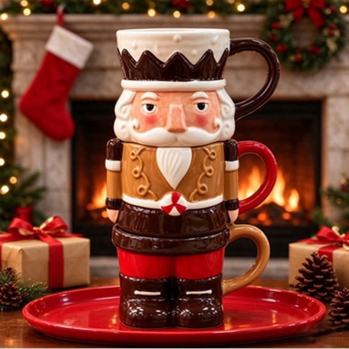 Stackable Nutcracker Mug, 3 Pack Stackable Christmas Mugs for Cocoa ...