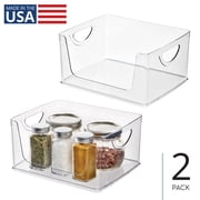 iDesign Stackable Open-Front Bin with Handles, Set of 2, Clear, Made in USA