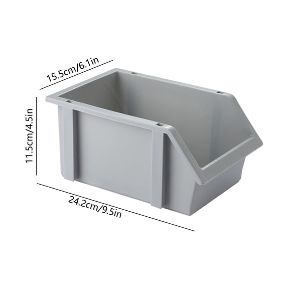 Stackable Open Front Storage Bin, Organization Container with Handles, Multipurpose for Garage, Pantry & Workshop Small Parts Virelaxpo
