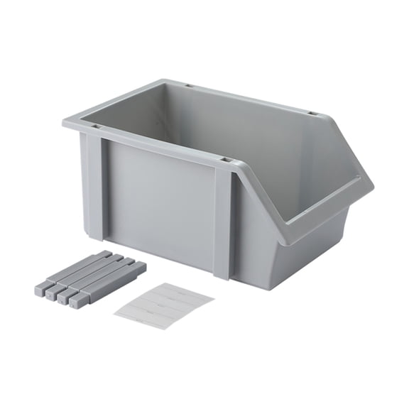 Stackable Open-Front Storage Bins Plastic Tool Organizer Boxes for Garage Workshop Pantry for Hardware Parts Tools and Household Supplies