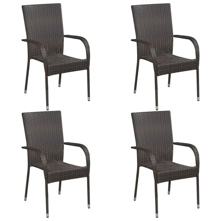 Stackable Outdoor Chairs 4 pcs Poly Rattan Brown Walmart