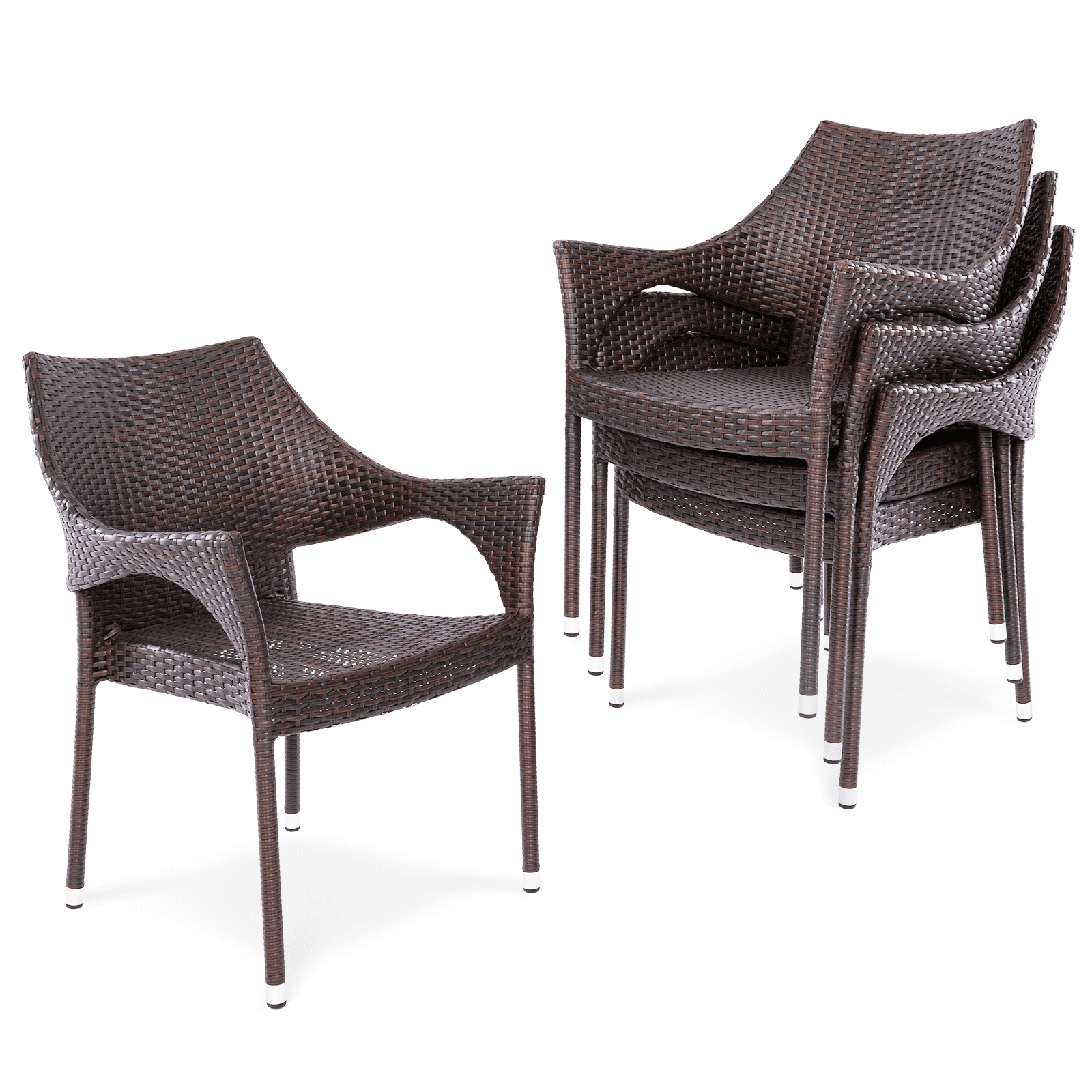 Stackable Outdoor Patio Chairs, All Weather Wicker Dining Chair