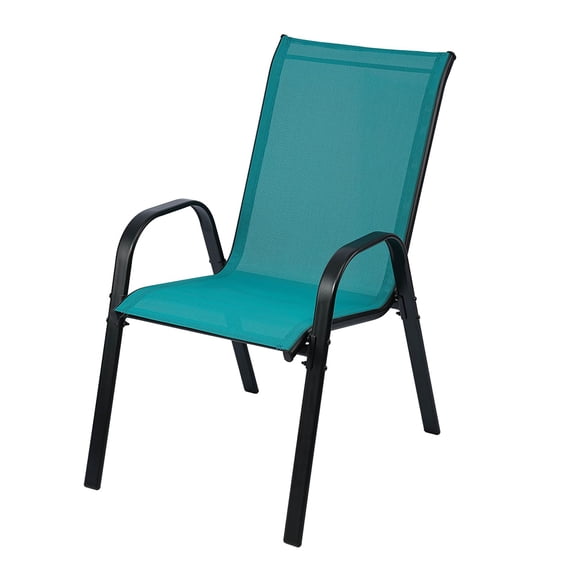 Stackable Outdoor Patio Dining Chairs with Backrest/Armrests for Lawn Garden Balcony Deck Camping-Set of 1 (Turquoise)