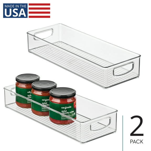 Stackable Pantry Bin with Handles - Storage Bin for Organizing Kitchen Cabinets, Fridge, or Freezer - Made in USA