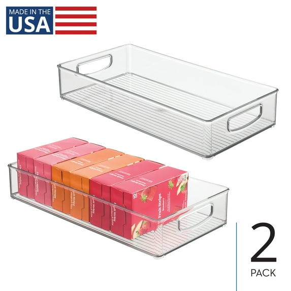 Stackable Pantry Bin with Handles - Storage Bin for Organizing Kitchen Cabinets, Fridge, or Freezer - Made in USA