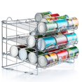 thumbnail image 1 of Stackable Pantry Can Organizer - 3-Tier Soda Can Organizer - Multifunctional Chrome-Finish Can Rack Organizer for Up to 36 Cans - For Pantry, Kitchen Cabinet, Countertop, Under Sink - 17x13x13", 1 of 8