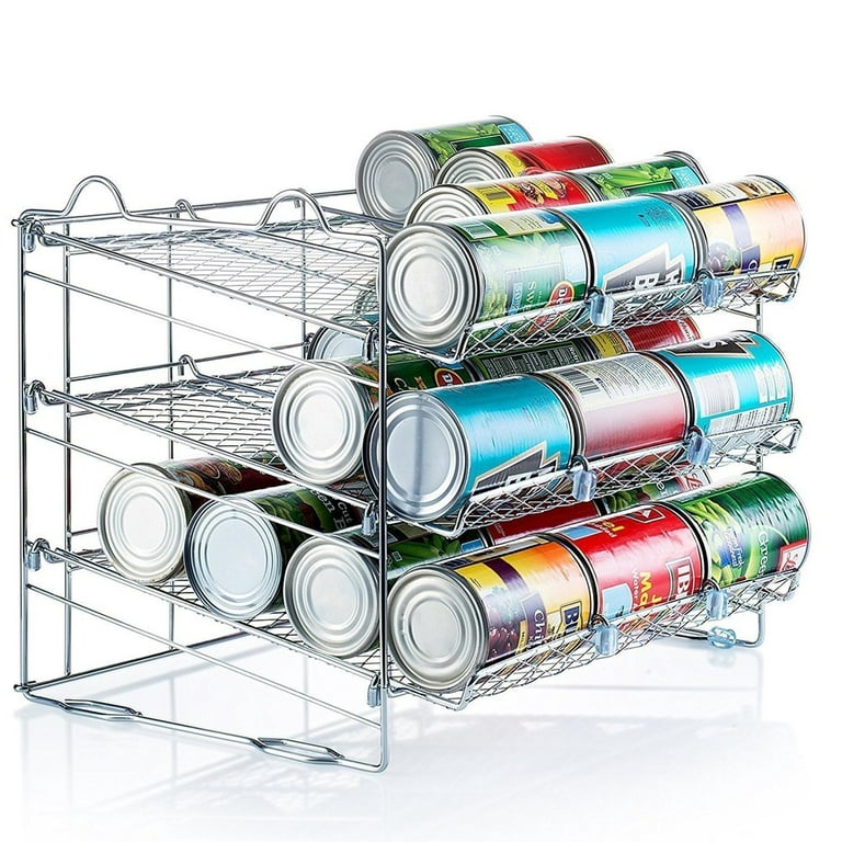 Stackable Pantry Can Organizer - 3-Tier Soda Can Organizer -  Multifunctional Chrome-Finish Can Rack Organizer for Up to 36 Cans - For  Pantry, Kitchen Cabinet, Countertop, Under Sink - 17x13x13 