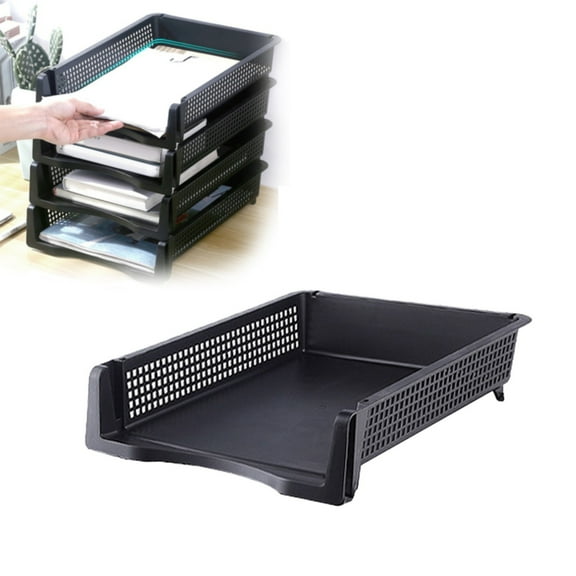 Stackable Paper Trays for Letter Documents,Paper Organizer for Desk,Desk Organizer Office Letter Tray, File Storage, Paper Organizer(Black)