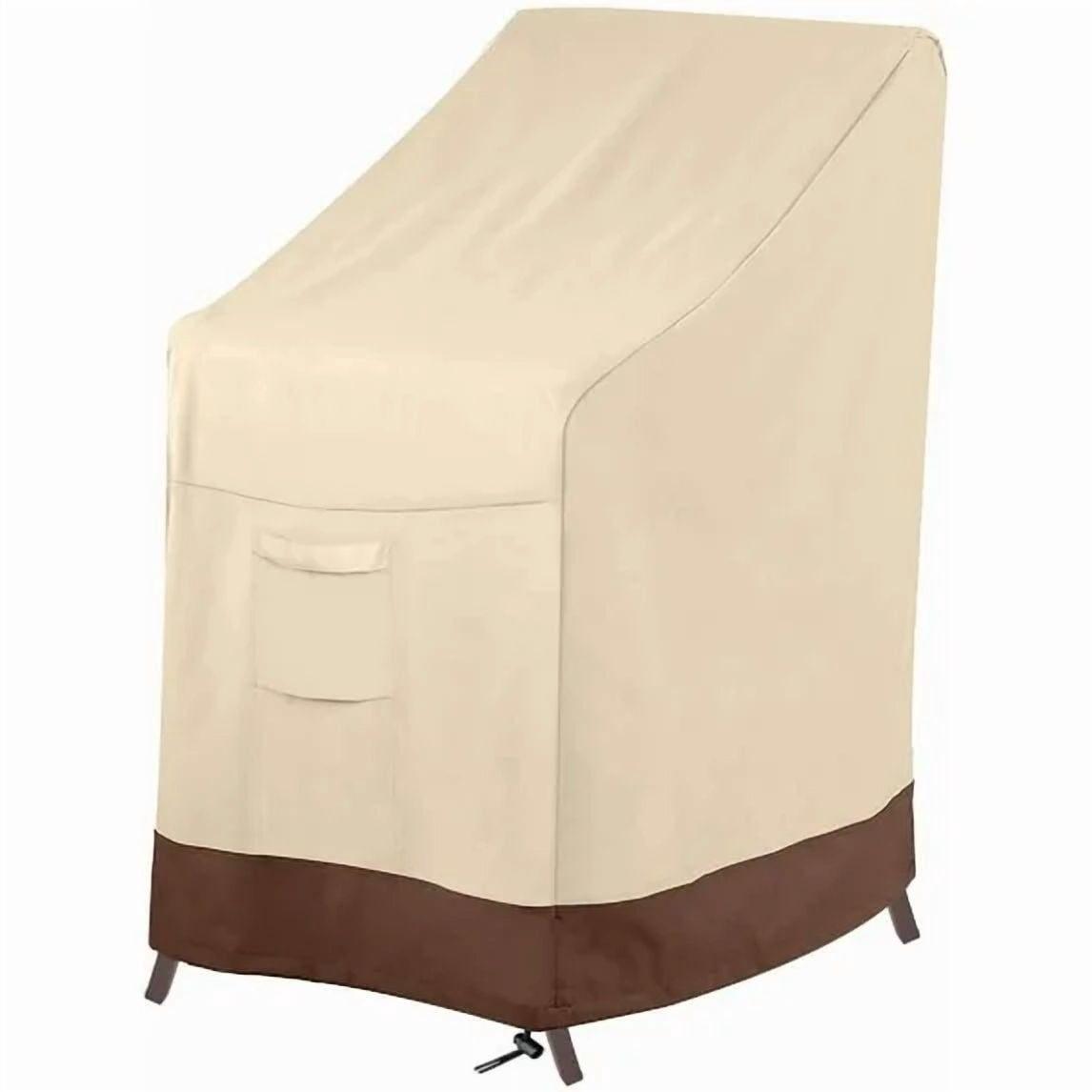 Stackable Patio Chair Cover,100% Waterproof Outdoor Chair Cover, Heavy Duty Lawn Patio Furniture Covers,Fits for 4-6 Stackable Dining Chairs,36" Lx28 Wx47 H,Beige&Brown Beige & Brown 36"Lx28"Wx47"H