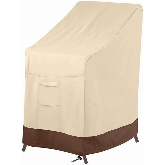 Stackable Patio Chair Cover,100% Waterproof Outdoor Chair Cover, Heavy Duty Lawn Patio Furniture Covers,Fits for 4-6 Stackable Dining Chairs,36" Lx28 Wx47 H,Beige&Brown Beige & Brown 36"Lx28"Wx47"H