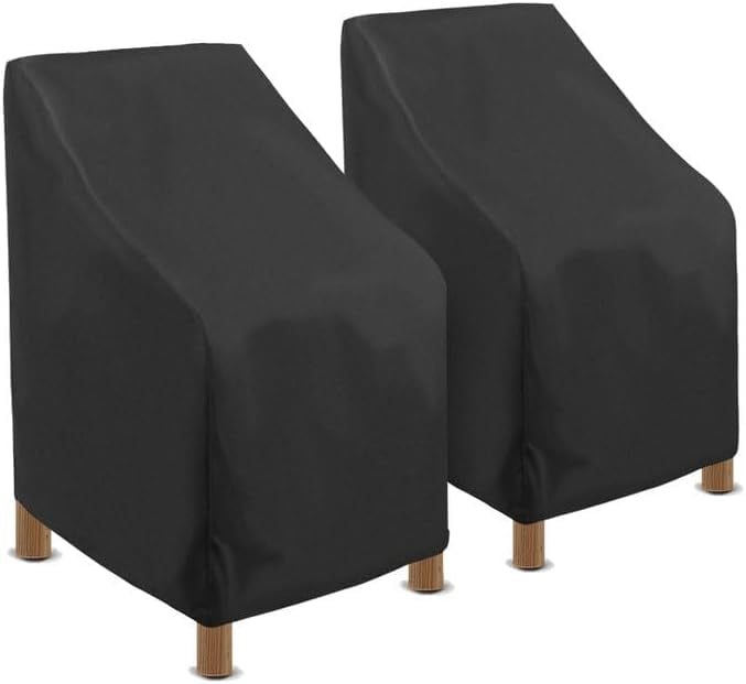 Stackable Patio Chair Cover Outdoor Chair Covers 35x35 Inch Waterproof Durable Outdoor Furniture Cover Stackable Patio Chairs Highback Chair Cover Protector Black (35x35-2 Pack)