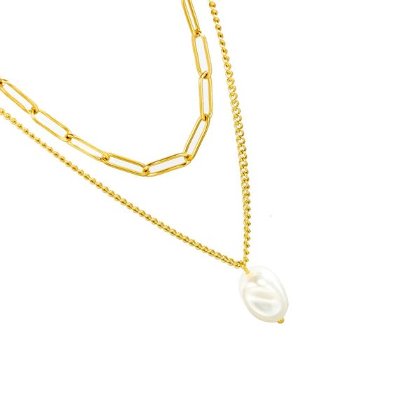 Stackable Pearls Pendant Necklace Stylish Titanium Steel Chain Versatile Jewelry Perfect Gift for Her Everyday Elegances