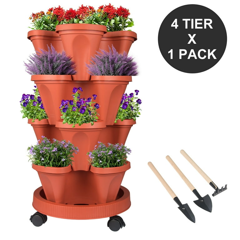 Amazing Creation Stackable Planter Vertical Garden for Growing Strawberries, Herbs, Flowers, Vegetables and Succulents