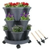 Size: 1 Set, Shape: 3-Tier, and Actual Color: Dark Gray