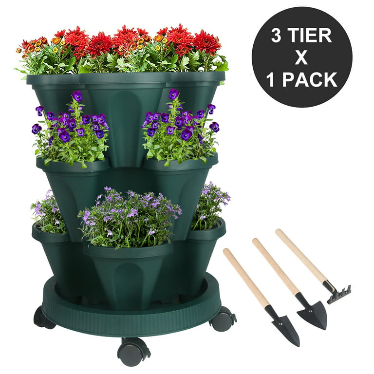 Stackable Planter, Tower Garden Planters, Indoor Outdoor Gardening Pots
