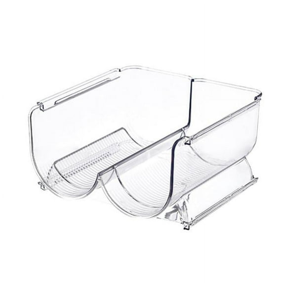 Stackable Plastic 2 Bottle Refrigerator Wine Rack - Kitchen Storage Organizer Holder for Storing Champagne, Wine, and Water Bottles - Stacking Wine Bottle Organizer for Fridge - Clear