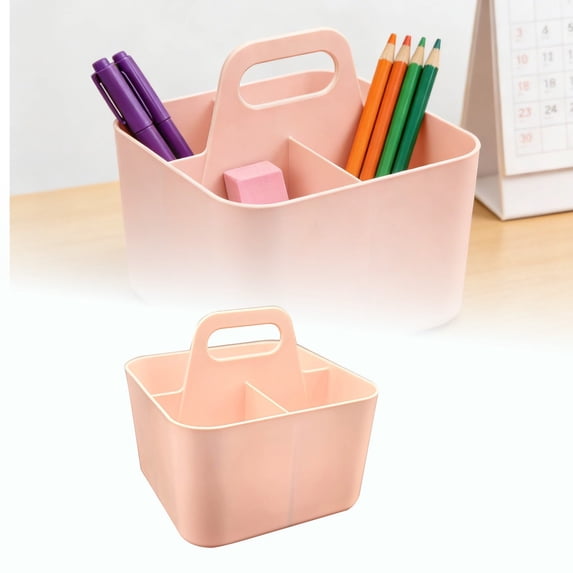 Stackable Plastic 3 Compartment Storage Caddy With Handle Desk Art Craft Stationery Organizer Bin