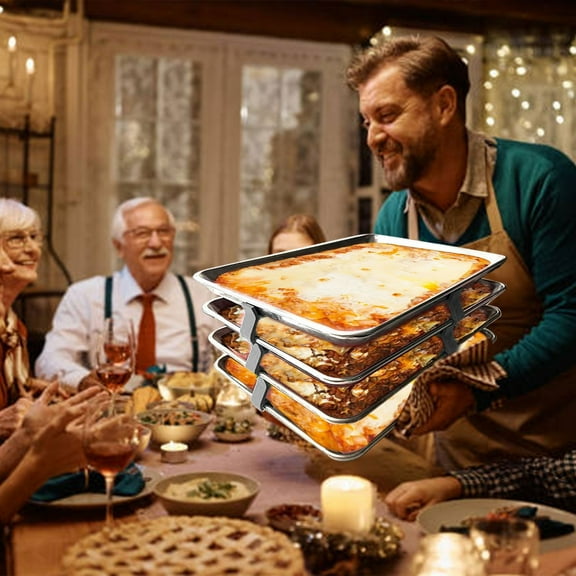 Stackable Plastic Baking Sheet Organizer with Clips for Countertop Storage and Space Saving