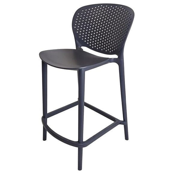 Stackable Plastic Bar Stool in gray (Set of 4)