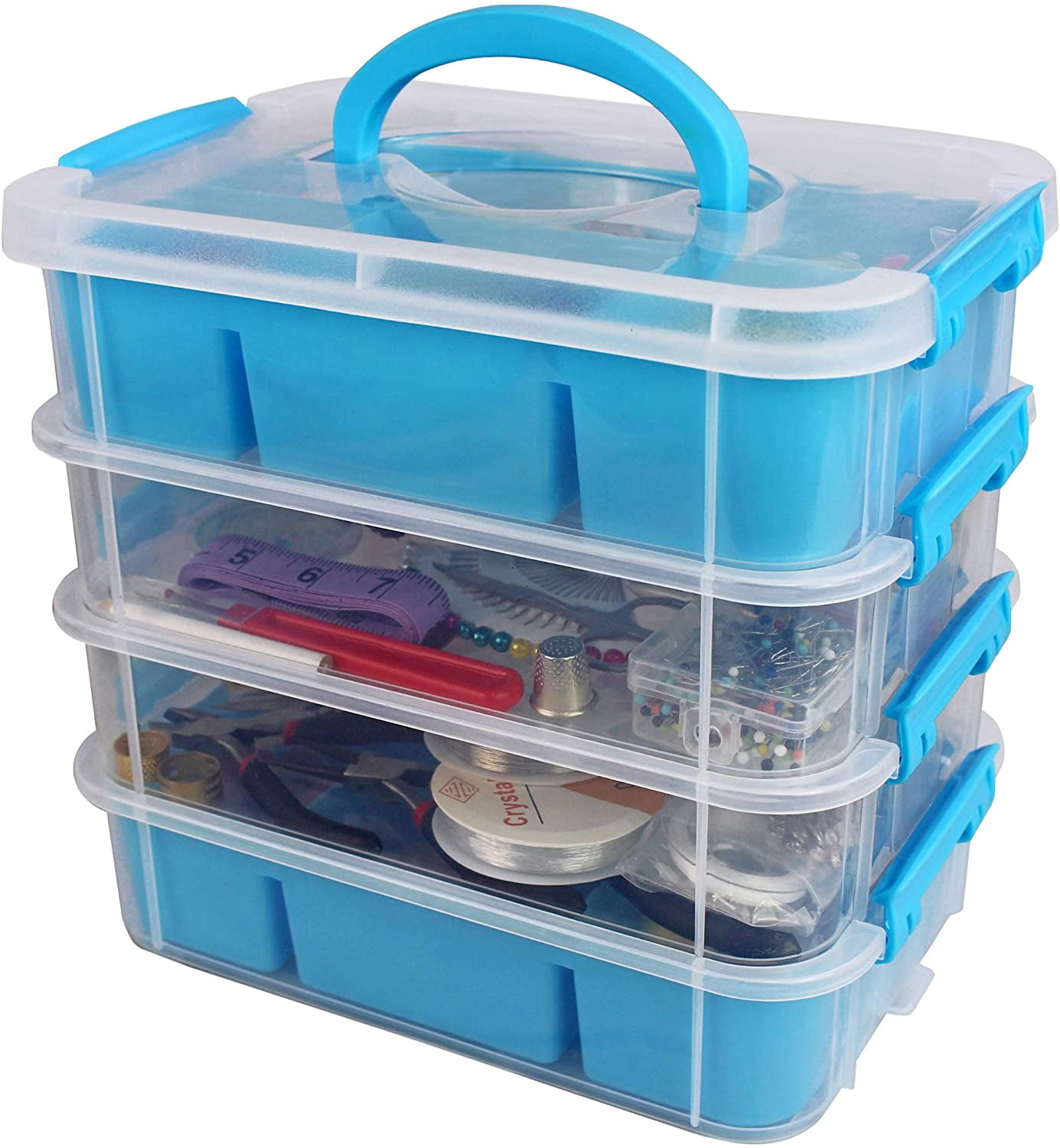 Stackable Plastic Craft Storage Containers by Bins & Things | Plastic  Storage Organizer Bin with 2 Trays | Bins for Arts Crafts Supplies |  Jewelry