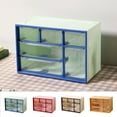 thumbnail image 1 of Stackable Plastic Desktop Storage Box with Drawer - Blue Jewelry Cabinet Partition Small Organizer for Office, Kitchen, Bedroom, Bathroom, 7x3.81x4.64 Inch, 1 of 7