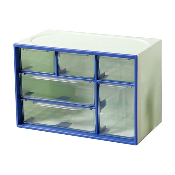 Stackable Plastic Drawer - style Desktop Storage Box - Multi - functional Jewelry Cabinet with Large Capacity and Multiple Compartments for Home and Office Organization,Blue